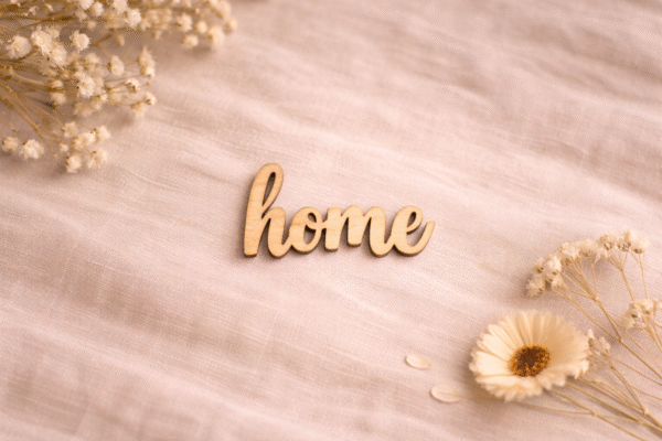 Medinis užrašas „home“