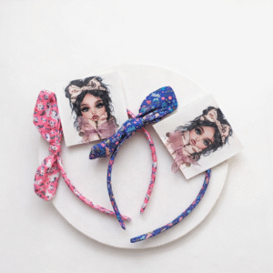 Medžiaginis lankelis su kaspinėliu mergaitėms