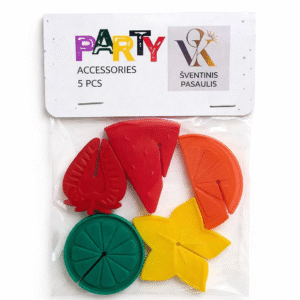 Dekoratyvinės figūrėlės gėrimų puošybai – 5 vnt. (vaisių formos)