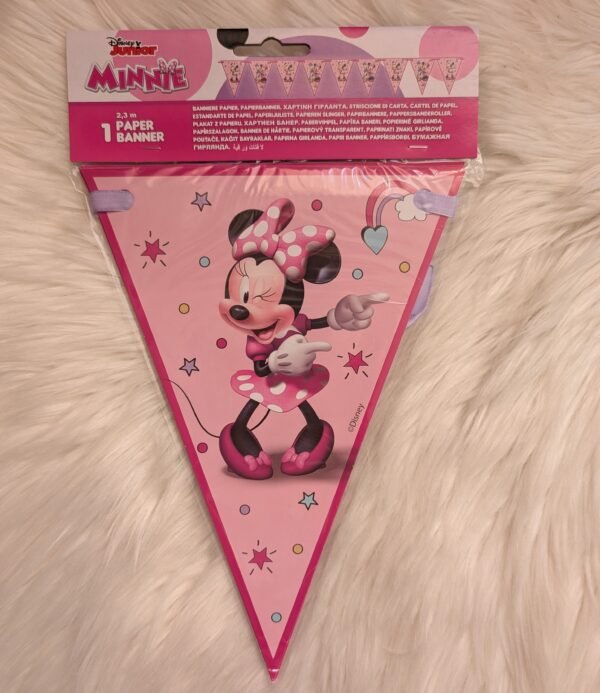 PXL_20250810_155055641 Popierinė vėliavėlių girlianda „Disney Junior Minnie“ – 2,3 m