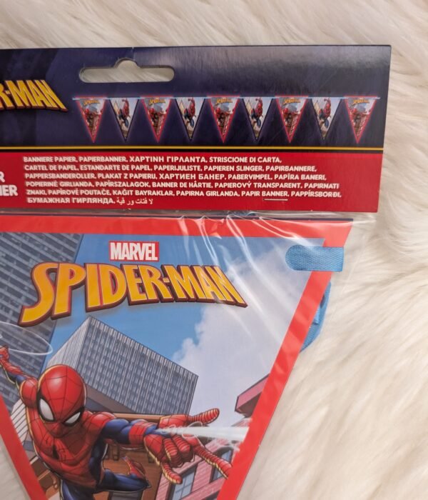 PXL_20250810_155112059 Popierinė vėliavėlių girlianda „Spider-Man“ – 2,3 m