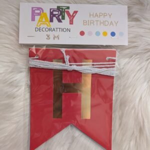 Popierinė vėliavėlių girlianda „Happy Birthday“ – 3 m