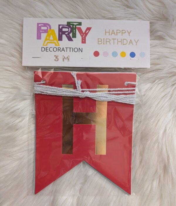 Popierinė vėliavėlių girlianda „Happy Birthday“ – 3 m