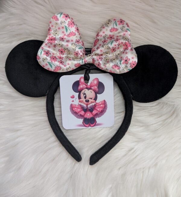 Minnie Mouse stiliaus lankelis su ausytėmis ir kaspinu