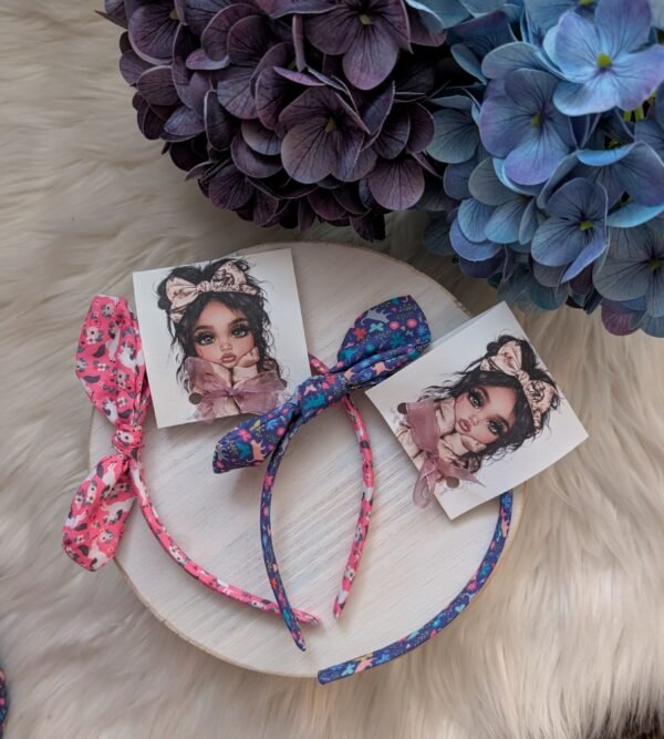 Medžiaginis lankelis su kaspinėliu mergaitėms