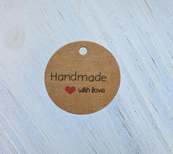 Kraft popieriaus etiketė „Handmade with Love“ (10vnt)