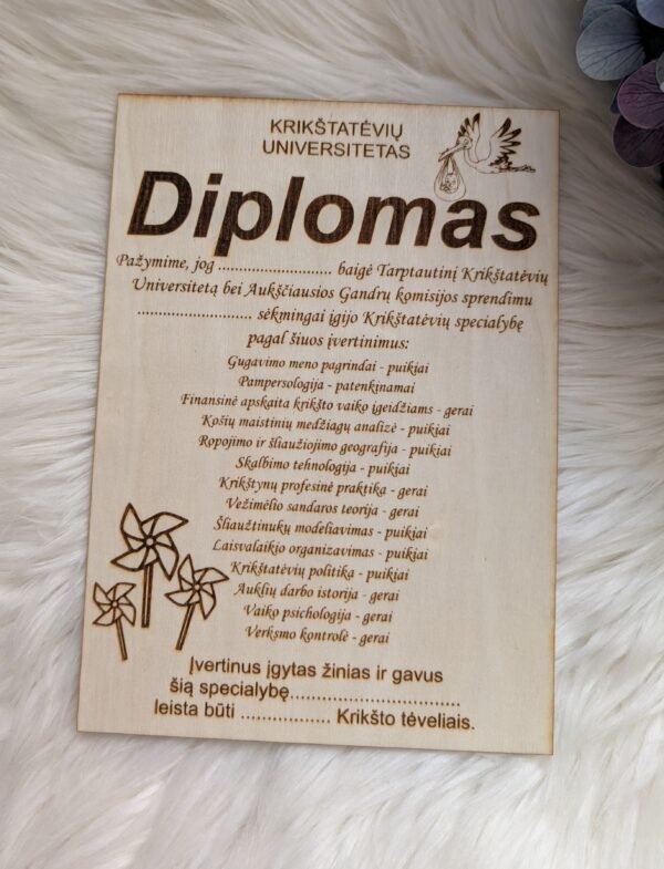 Medinis Krikštatėvių diplomas
