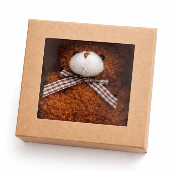 Minkštas pliušinis meškiukas dėžutėje