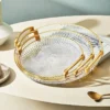 Dekoratyvinis plastikinis padėklas su auksinėmis rankenėlėmis