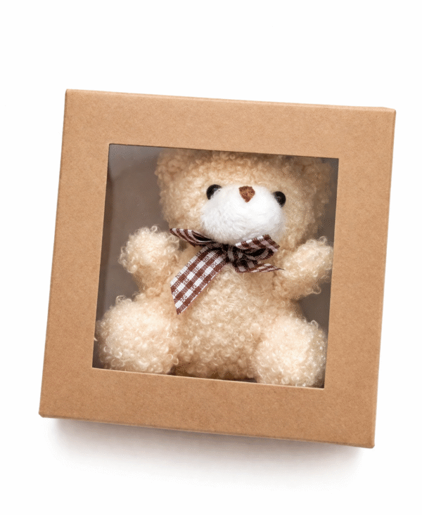 Minkštas pliušinis meškiukas dėžutėje