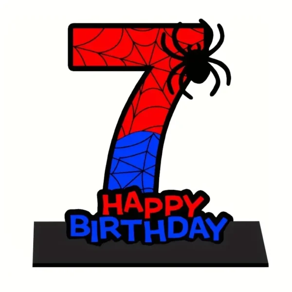 Medinė Spider-Man gimtadienio pastatoma dekoracija – skaičiai nuo 1 iki 7