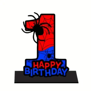 Medinė Spider-Man gimtadienio pastatoma dekoracija – skaičiai nuo 1 iki 7