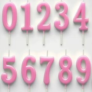 5e311d26-500c-401b-8fe6-8876d1ac4b70 Rožinės spalvos skaičių formos gimtadienio žvakutės (0–9)