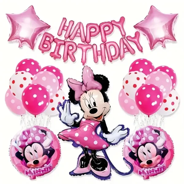 Folinių ir lateksinių balionų rinkinys Minnie Mouse (17 vnt.)