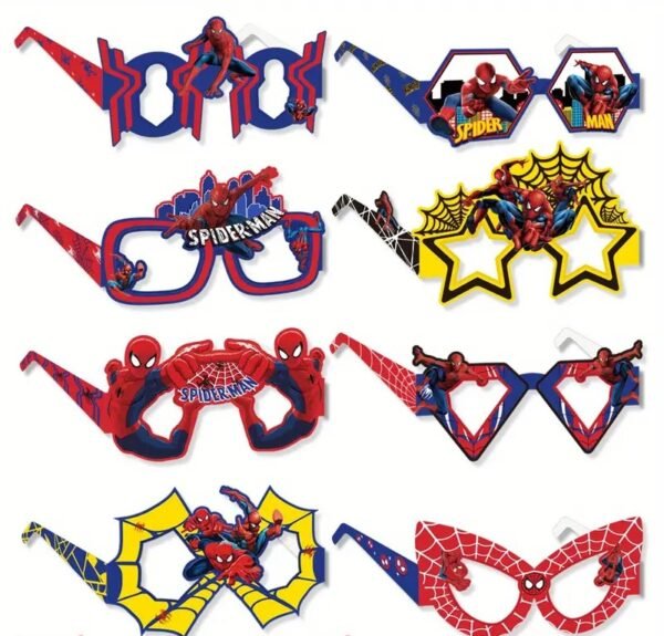 Popieriniai vaikiški akiniai su Spider-Man motyvais (8 vnt. pakuotėje)