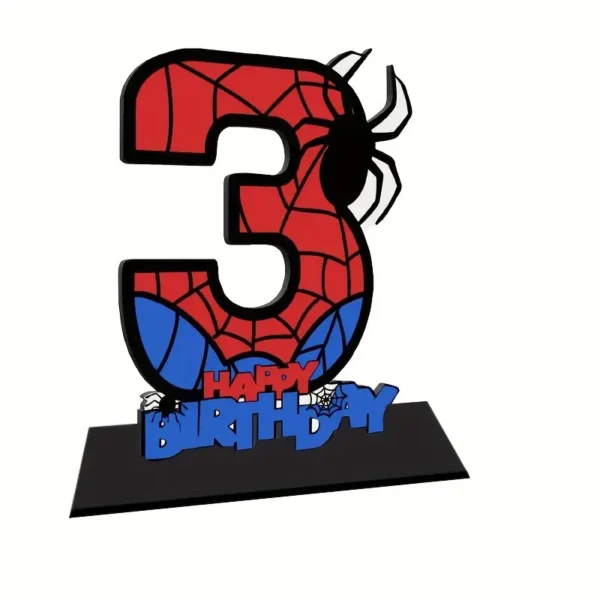 Medinė Spider-Man gimtadienio pastatoma dekoracija – skaičiai nuo 1 iki 7