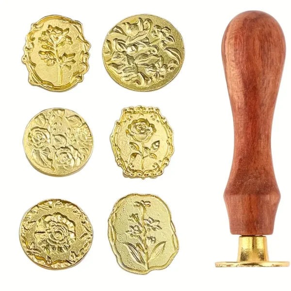 Vaško antspaudų rinkinys su gėlėtais antspaudais