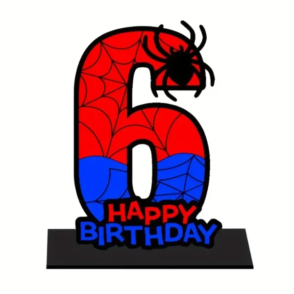 Medinė Spider-Man gimtadienio pastatoma dekoracija – skaičiai nuo 1 iki 7