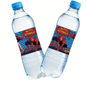 Spalvinga buteliukų etiketė Happy Birthday – Spiderman