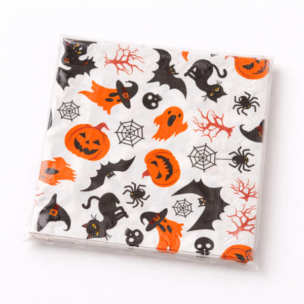 Baltos servetėlės su Helovino motyvais