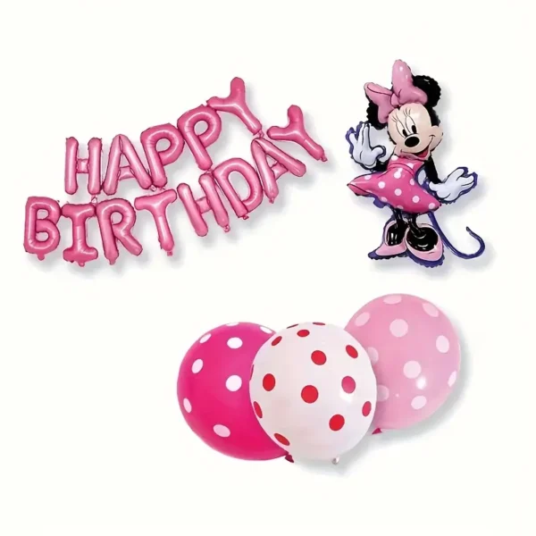 Folinių ir lateksinių balionų rinkinys Minnie Mouse (17 vnt.)