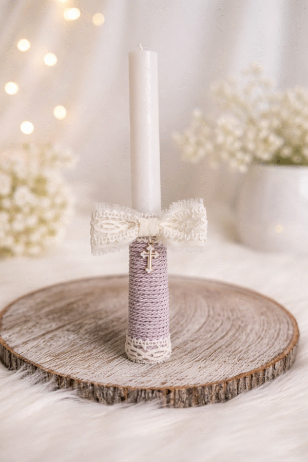 Rankų darbo krikšto žvakė