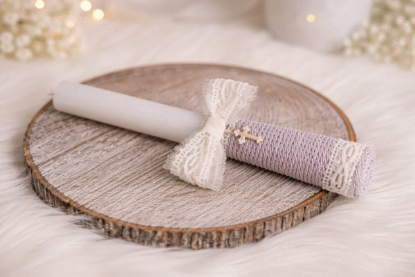 Rankų darbo krikšto žvakė