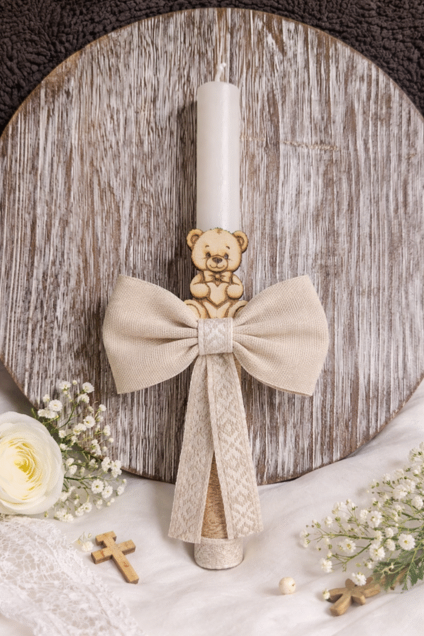 Rankų darbo krikšto žvakė