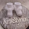 Kūdikių kojinytės krikštynoms su nėriniais