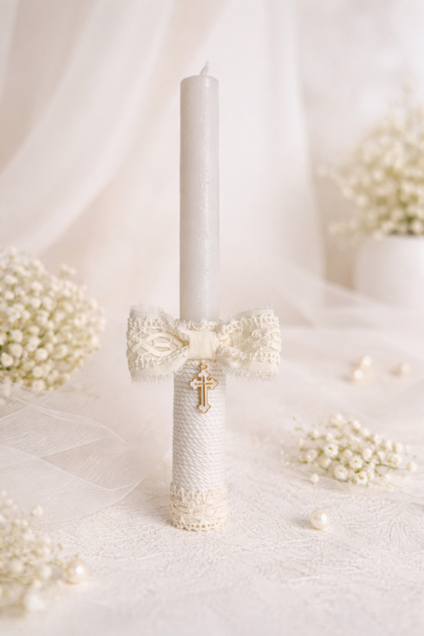 Rankų darbo krikšto žvakė