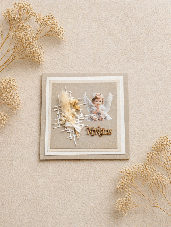 Rankų darbo krikšto atvirukas