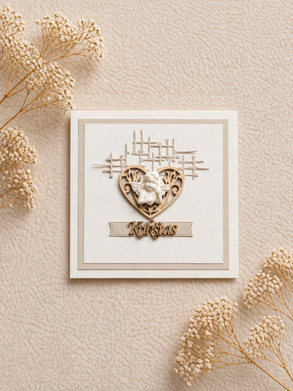 Rankų darbo krikšto atvirukas