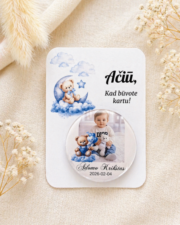 Personalizuoti krikštynų ženkliukai svečiams