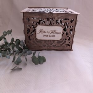 Rankų darbo medinė dėžutė vokeliams / pinigams