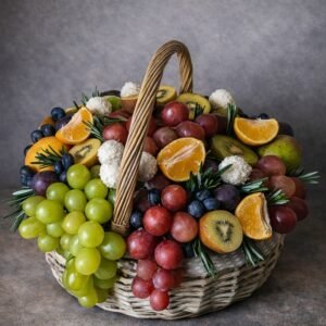 Šviežių vaisių dovanų krepšelis