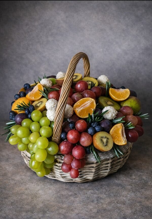 Šviežių vaisių dovanų krepšelis