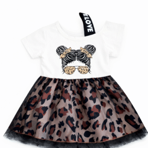 Suknelė su leopardo sijonėliu