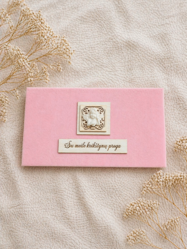 Rankų darbo aksominis vokelis pinigams