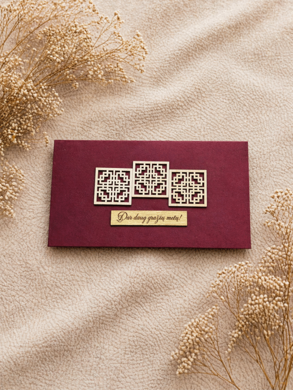 Rankų darbo aksominis vokelis pinigams