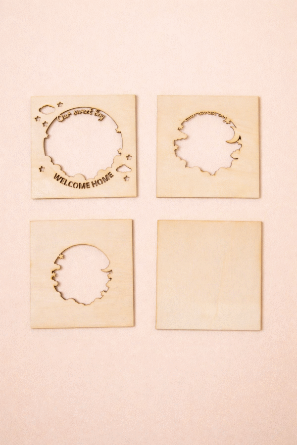 Rankų darbo medinis rėmelis su nuotrauka